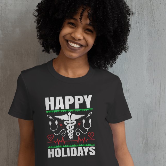 Happy Holidays Caduceus Medical Theme Christmas T-Shirt (Creator Uploaded)