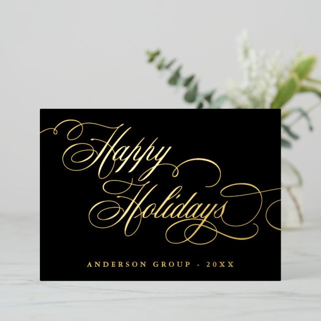 Happy Holidays Calligraphy corporate Greeting  (Standing Front)