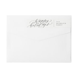 Happy Holidays Calligraphy Envelope Wrap Around Label