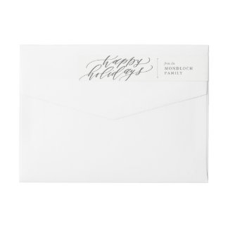 Happy Holidays Calligraphy Envelope Wrap Around Label