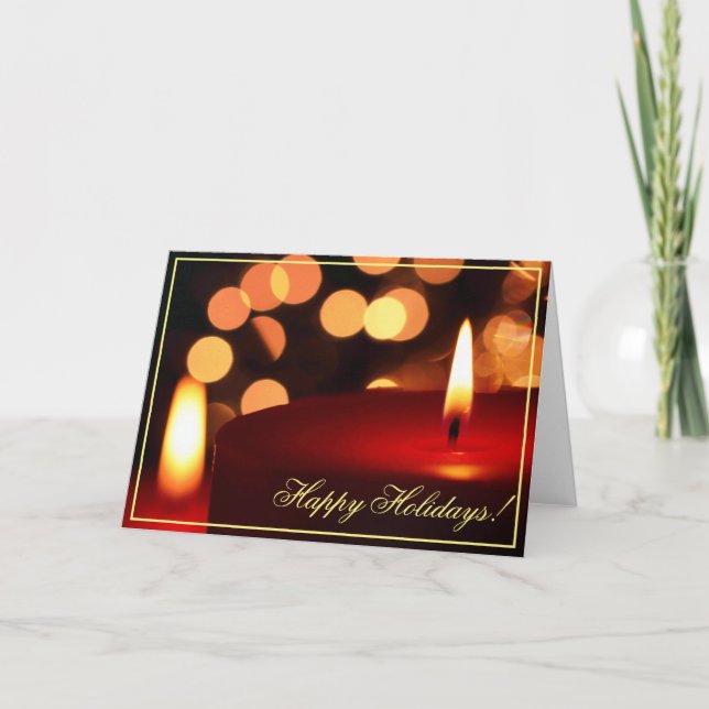 Happy Holidays Candle Lights Greeting Card (Front)