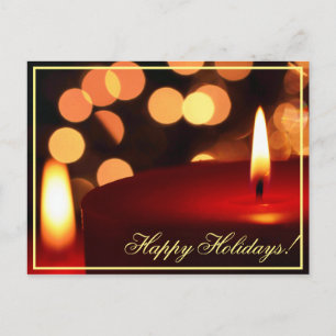 Happy Holidays Candle Lights Postcard