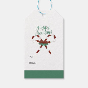 Happy Holidays Candy Cane Gift Tag label