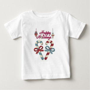 Happy Holidays Candy Cane Heart Baby T-Shirt