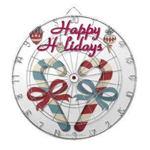 Happy Holidays Candy Cane Heart Dartboard