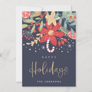 Happy Holidays Candy Cane   Holiday Photo Card