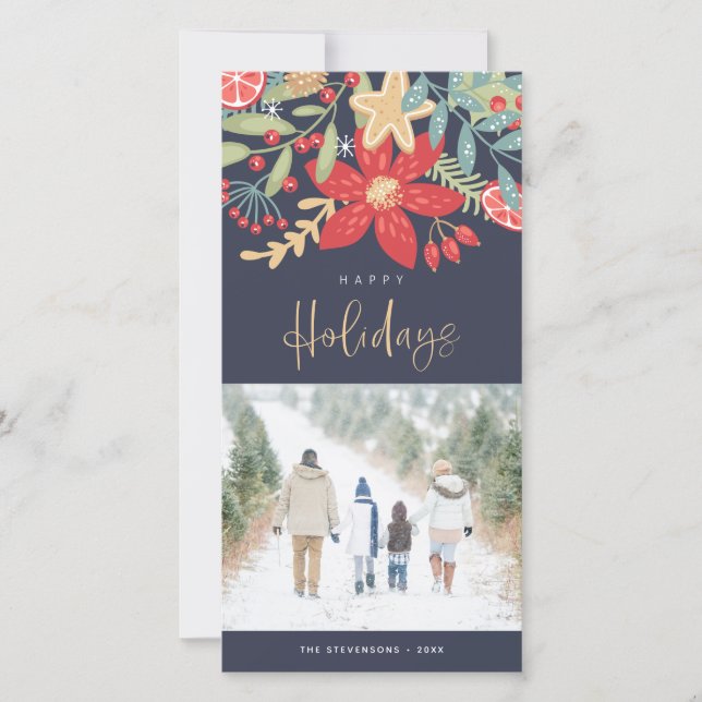 Happy Holidays Candy Cane | Holiday Photo Card (Front)