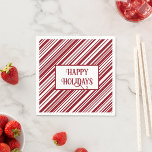 Happy Holidays Candy Cane Stripe Napkin