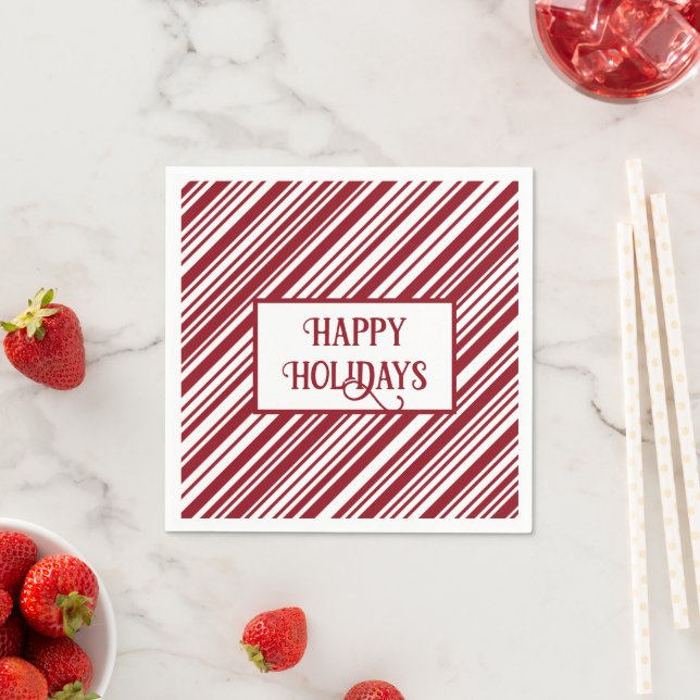 Happy Holidays Candy Cane Stripe Napkin (Insitu)