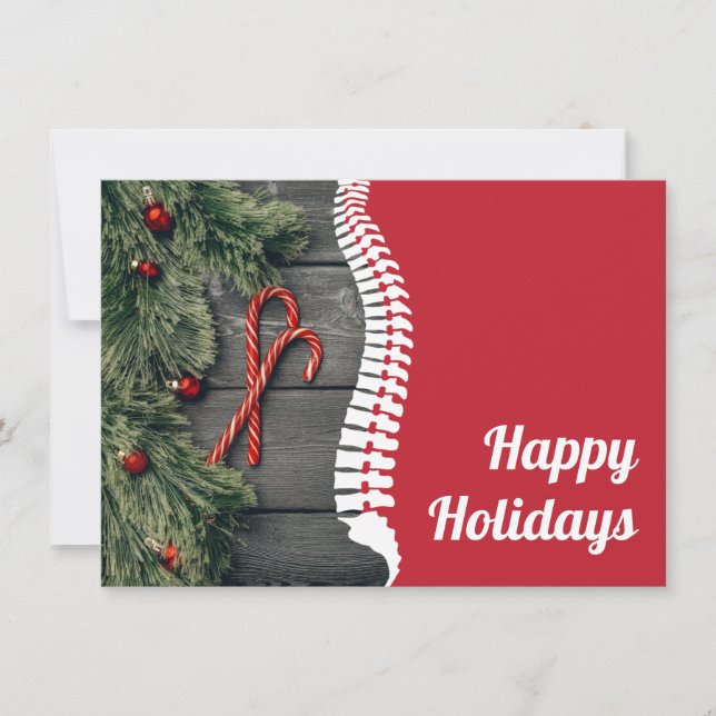 Happy Holidays Candy Canes Chiropractic Holiday Card (Front)