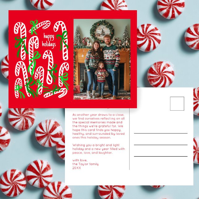 Happy Holidays Candycanes CUSTOM PHOTO Christmas Holiday Postcard (Happy Holidays Candycanes CUSTOM PHOTO Christmas Holiday Postcard
)
