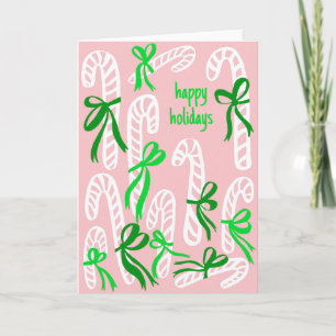 Happy Holidays Candycanes Sweet Cute Christmas Card