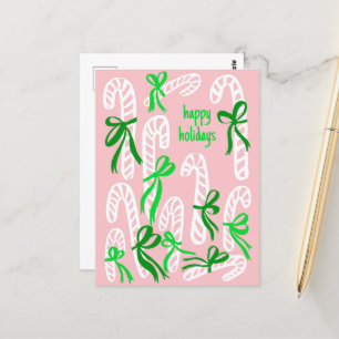 Happy Holidays Candycanes Sweet Cute Christmas Postcard