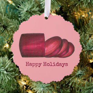 Happy Holidays Canned Cranberry Sauce Thanksgiving Tree Decoration Card