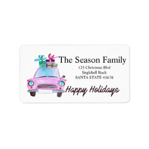 Happy Holidays Car and Christmas gifts Label