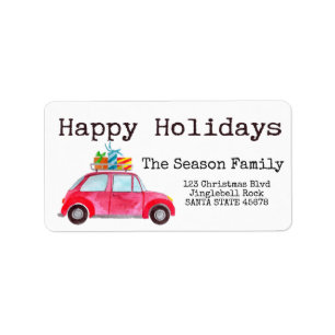 Happy Holidays Car and Christmas gifts Label