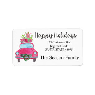 Happy Holidays Car and Christmas gifts Label