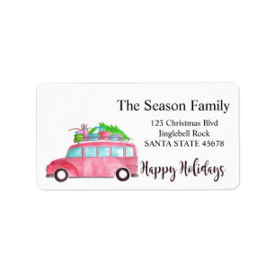 Happy Holidays Car and Christmas gifts Label