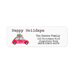 Happy Holidays Car with Christmas gifts