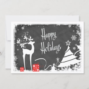 Happy Holidays Card   Faux Chalkboard, Deer