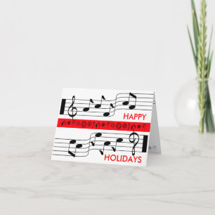 Happy Holidays Card Music Note Score White