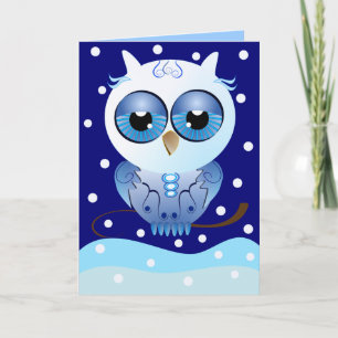 Happy Holidays card Snow Owl