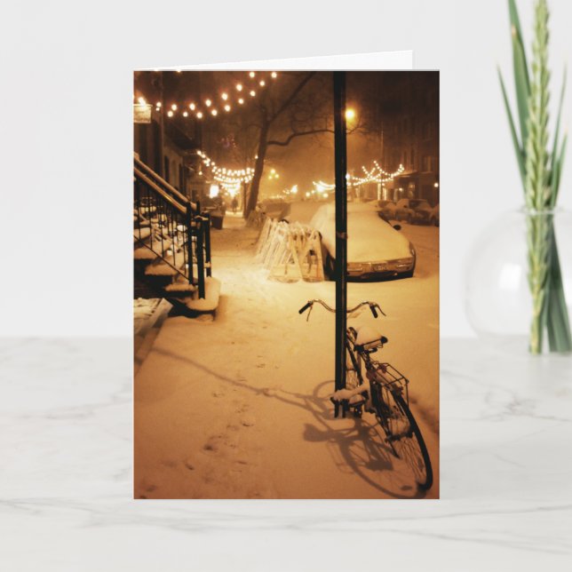 Happy Holidays Card - Winter Snowfall New York (Front)