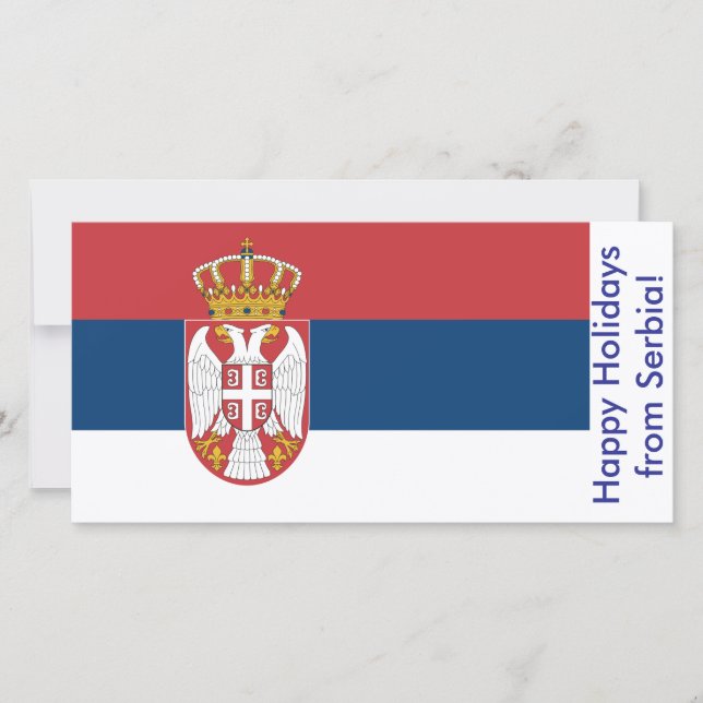 Happy Holidays Card with flag of Serbia (Front)