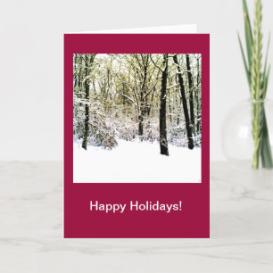 Happy Holidays card (Woods and Snow)