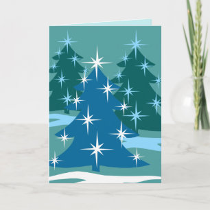 Happy Holidays Cards Classic Blue Tree Card