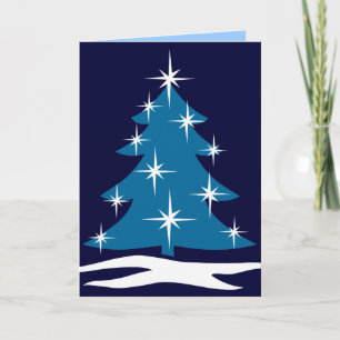Happy Holidays Cards Classic Blue Tree Card