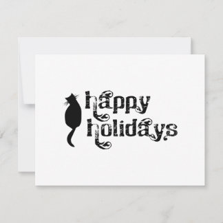 Happy Holidays Cat Silhouette Holiday Card