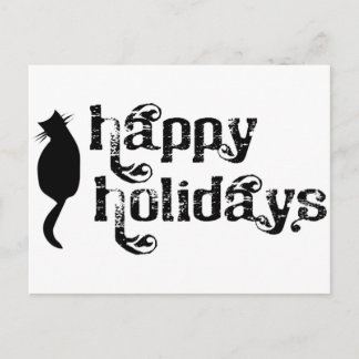 Happy Holidays Cat Silhouette Holiday Postcard