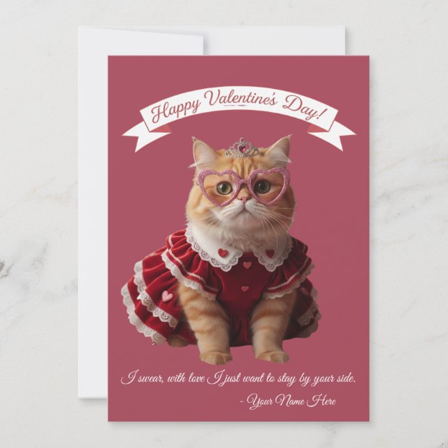 Happy Holidays Cat Valentine's Love Holiday Card (Front)