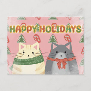 Happy Holidays Cats Postcard