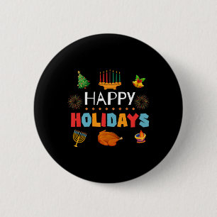 Happy Holidays Celebration Diwali Kwanzaa Hanukkah 6 Cm Round Badge