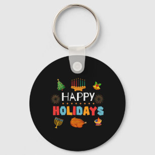 Happy Holidays Celebration Diwali Kwanzaa Hanukkah Key Ring