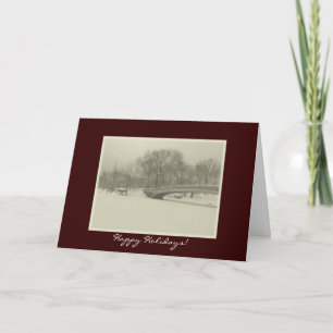 Happy Holidays - Central Park Bow Bridge Winter Holiday Card