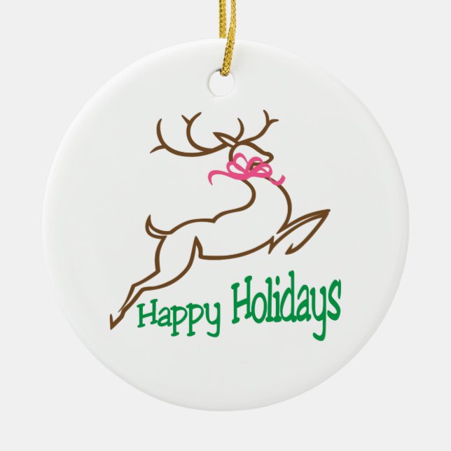 Happy Holidays Ceramic Tree Decoration (Front)