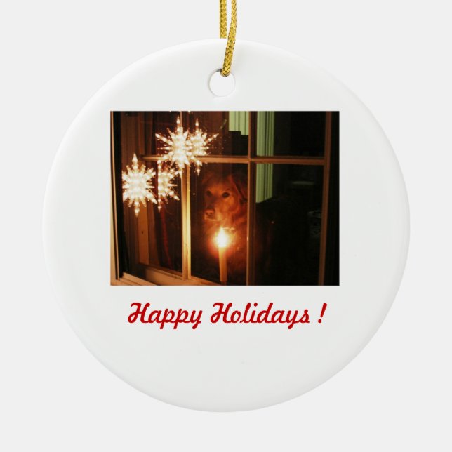 Happy Holidays ! Ceramic Tree Decoration (Front)