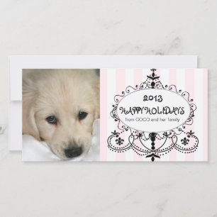 Happy Holidays Chandelier Dog Photo Card
