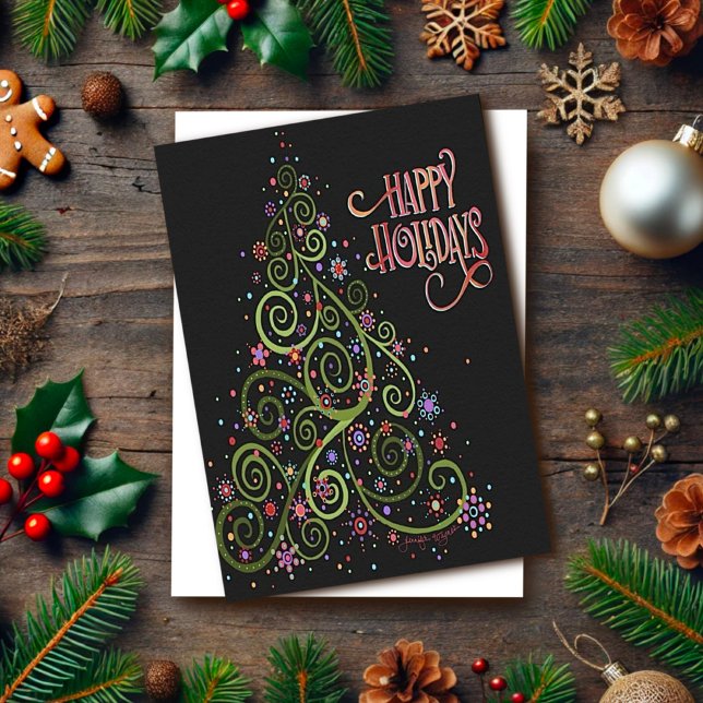 Happy Holidays Cheerful Christmas Tree Card (Creator Uploaded)