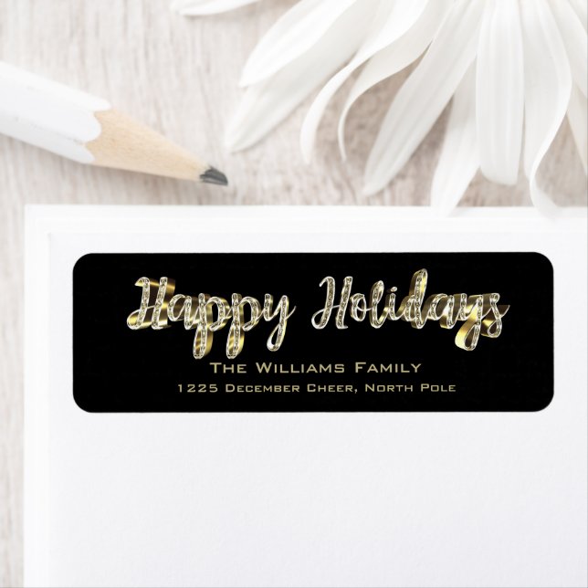 Happy Holidays Chic Black and Gold Script (Insitu)