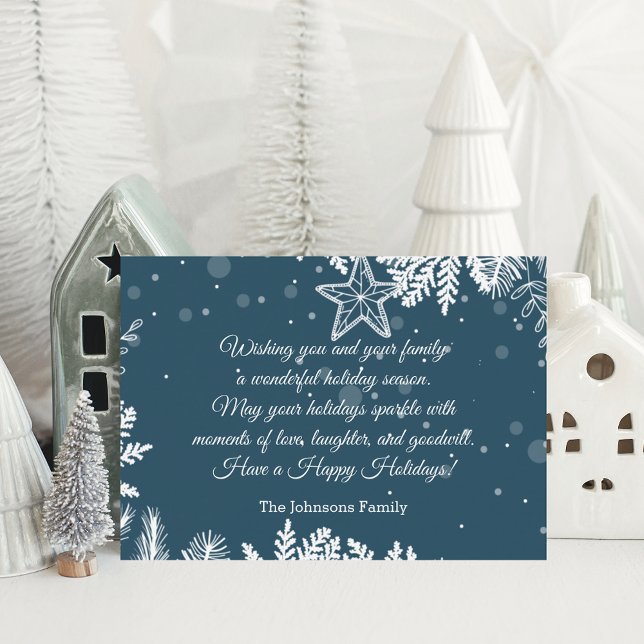 happy holidays chic calligraphy christmas pines card (Creator Uploaded)