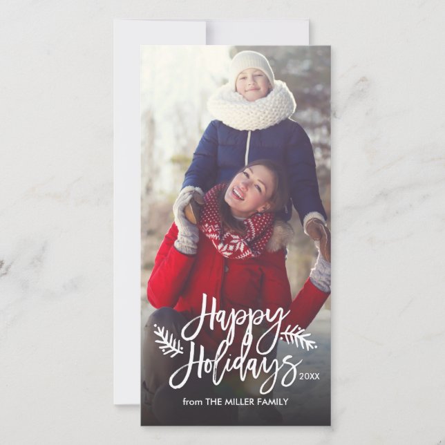 Happy Holidays Chic Hand Lettered Holiday Photo (Front)