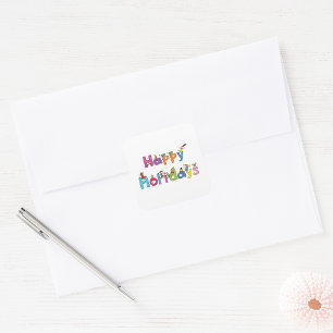 Happy Holidays Children Square Sticker