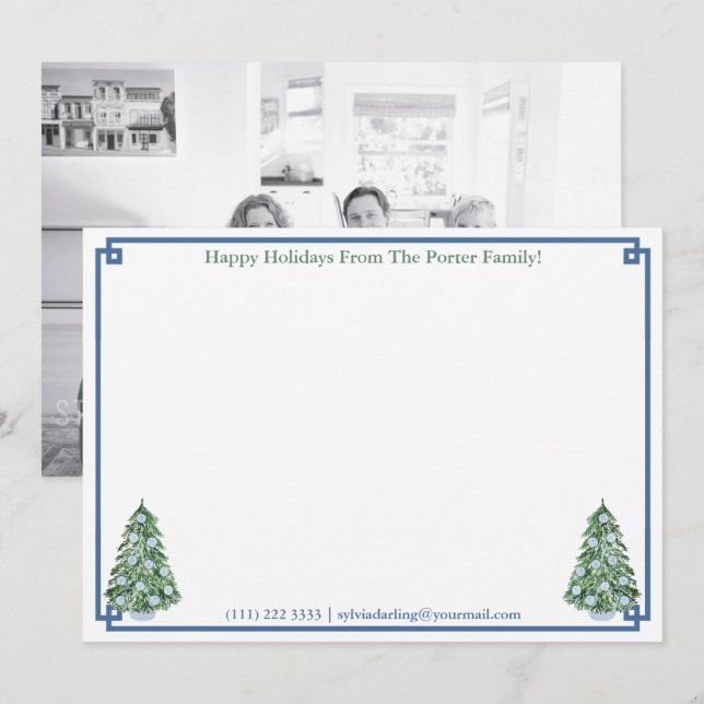 Happy Holidays Chinoiserie Chic Picture On Reverse Holiday Card (Front/Back)