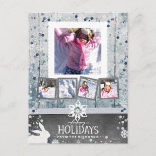 Happy Holidays Christmas 5 Photo Collage Holiday Postcard