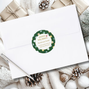 Happy Holidays! Christmas Address Classic Round Sticker