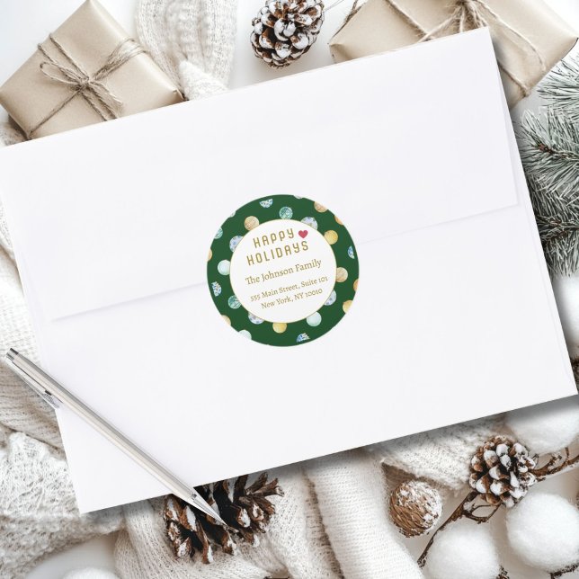 Happy Holidays!   Christmas Address  Classic Round Sticker (Creator Uploaded)